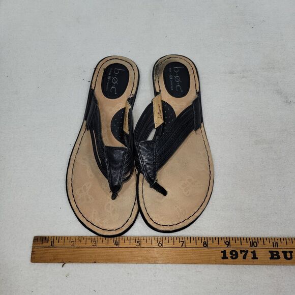 BOC Born Concept Shoes Womens 7M Black Thong Sandals Slip On Casual Comfort - Picture 11 of 11